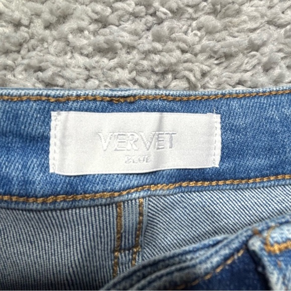 Vervet Jeans Womens 24 Flare High Rise Light Wash Distressed Faded Raw Hem Fray - Picture 2 of 4